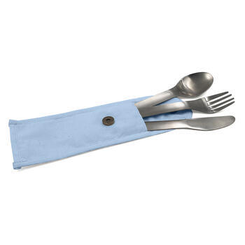 Couverts nomades en inox : Pochette bleue