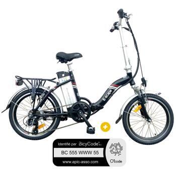 Pack  Vélo à assistance électrique pliant 20 Pouces Noir Classic + Marquage BicyCode