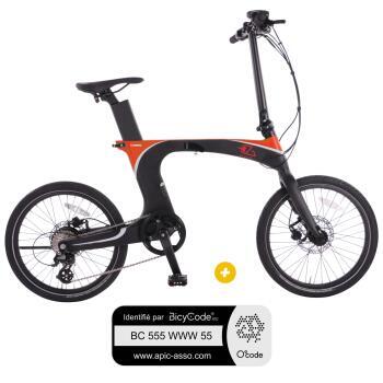 Pack  Vélo à assistance électrique pliant 20'' Carbon + Marquage BicyCode