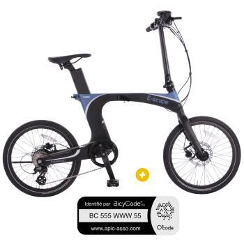 Pack  Vélo à assistance électrique pliant 20 Pouces Carbon + Marquage BicyCode