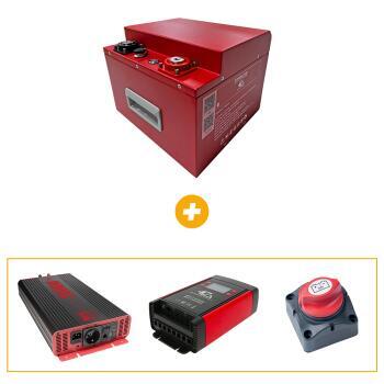 Pack Batterie Lithium + Convertisseur Pure-Sinus + Chargeur DC-DC MBB + Coupe batterie unipolaire