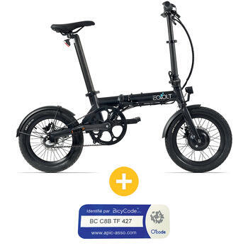 Pack Vélo à assistance électrique pliant City X noir + Marquage BicyCode