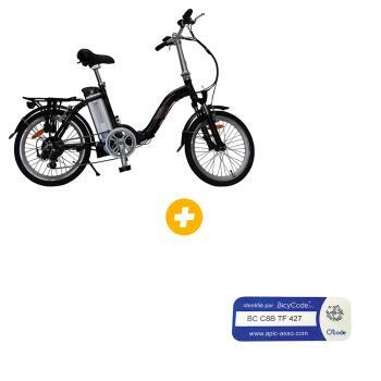 Pack  Vélo à assistance électrique pliant 20 Pouces Noir Classic + Marquage BicyCode