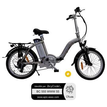 Pack  Vélo à assistance électrique pliant Classic 20'' Gris + Marquage BicyCode