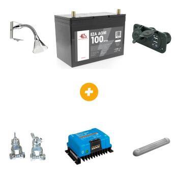 MODULE 12V+SPOT TULIPE LED + REGLETE LEDS + CHARGEUR + JEU COSSES BAT + BAT AGM