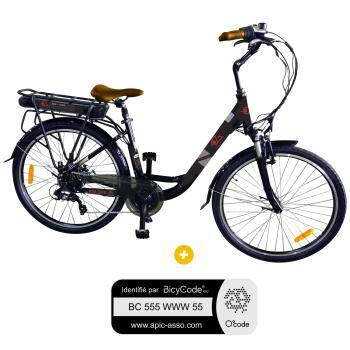 Pack Vélo électrique CITY ROAD 26'' Noir, 13AH + Marquage BicyCode