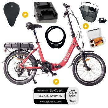 Pack Vélo à assistance électrique Confort 20'' Rouge 10,4Ah + Marquage BicyCode