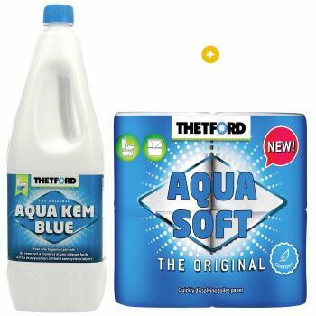 Aqua-Kem bleu 2 litres  + Papier toilette Aqua soft