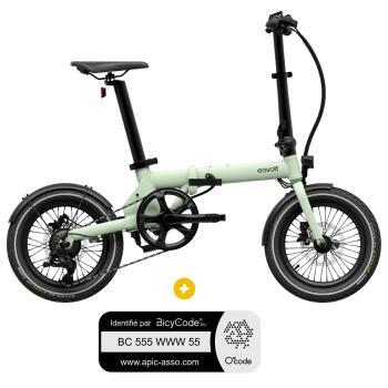 Vélo à assistance électrique pliant 16'' Morning Origins Vert Sauge + Marquage Bicycode