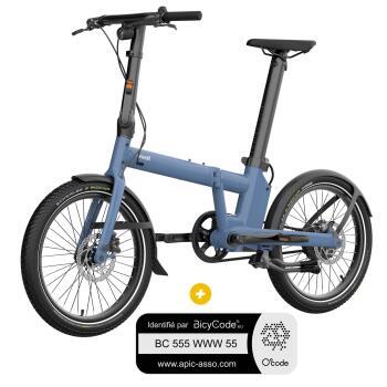 Vélo à assistance électrique pliant 20'' Afternoon Pro Bleu Minéral Satin + Marquage Bicycode