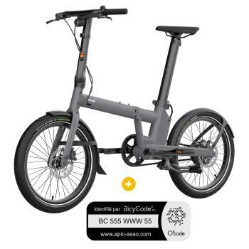 Vélo à assistance électrique pliant 20'' Afternoon Pro Gris Antracite Satin + Marquage Bicycode