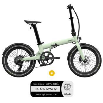 Vélo à assistance électrique pliant 20'' Afternoon Origins Vert Sauge + Marquage Bicycode