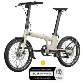 Vélo à assistance électrique pliant 20'' Afternoon Pro Taupe Satin + Marquage Bicycode