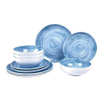 Pack vaisselle mélamine 12 pièces Céleste