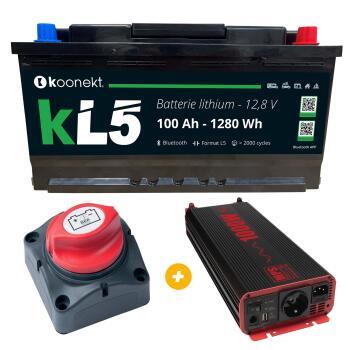Batterie Lithium + Convertisseur Pur-Sinus + Coupe batterie unipolaire