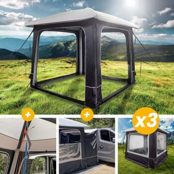 Abri gonflable Lodge Air + Tunnel + 3 Murs + Barres de renfort et barres balcon pour abri Lodge Air