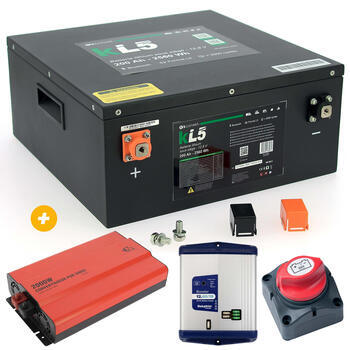 Coupe batterie unipolaire + Batterie Lithium + Convertisseur + Booster DC/DC
