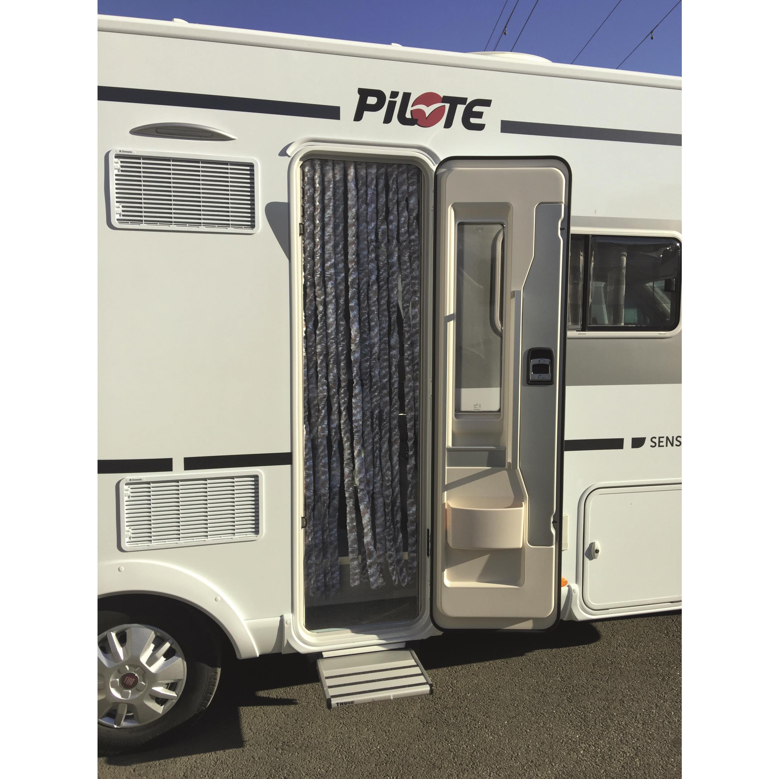 Rideaux de porte chenille : Tricolore Marron / Blanc / Gris 56 x 200 cm