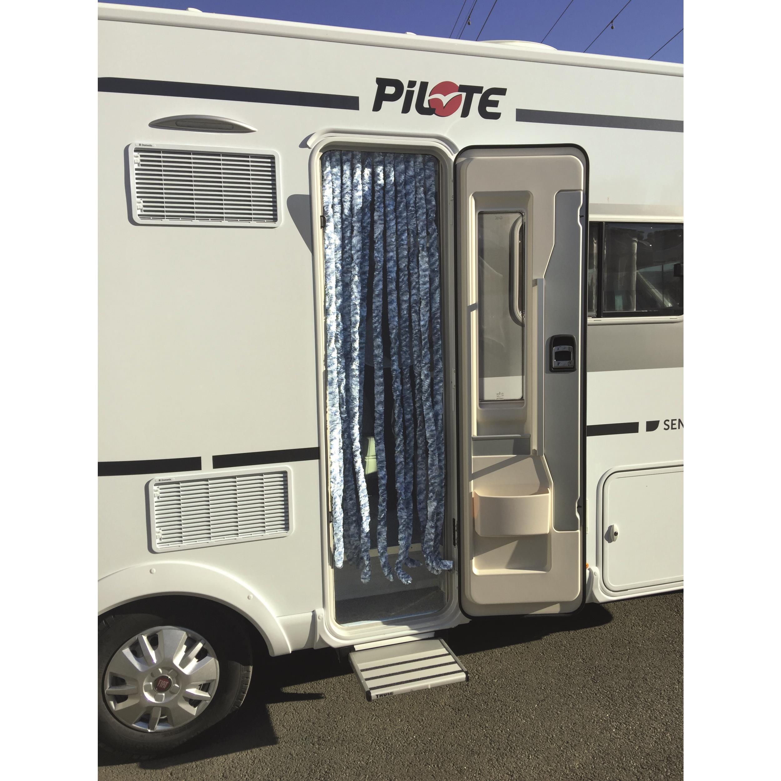 Rideaux de porte chenille : Tricolore Bleu / Gris / Blanc 56 x 185 cm