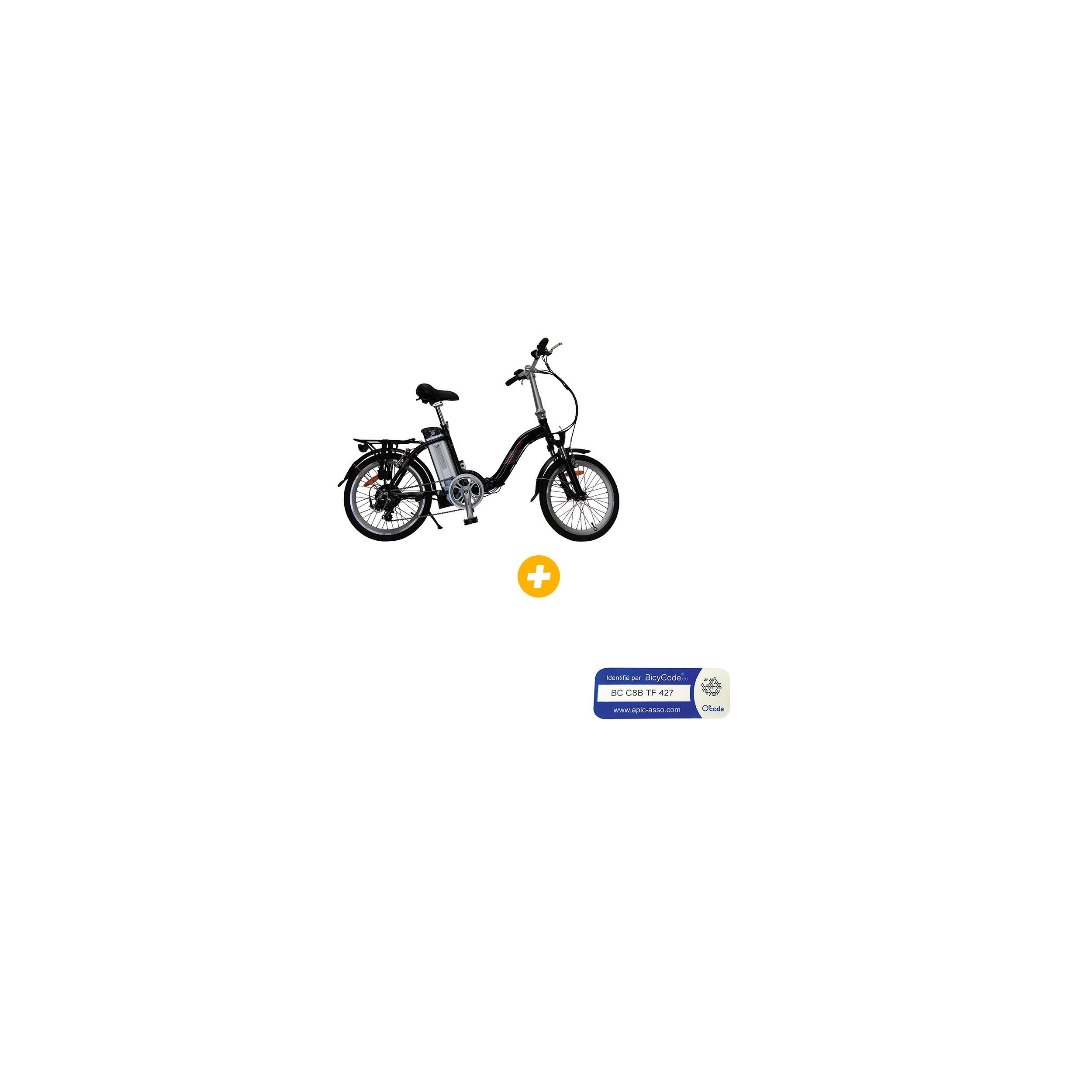 Pack Vélo à assistance électrique pliant 20 Pouces Noir Classic + Marquage BicyCode