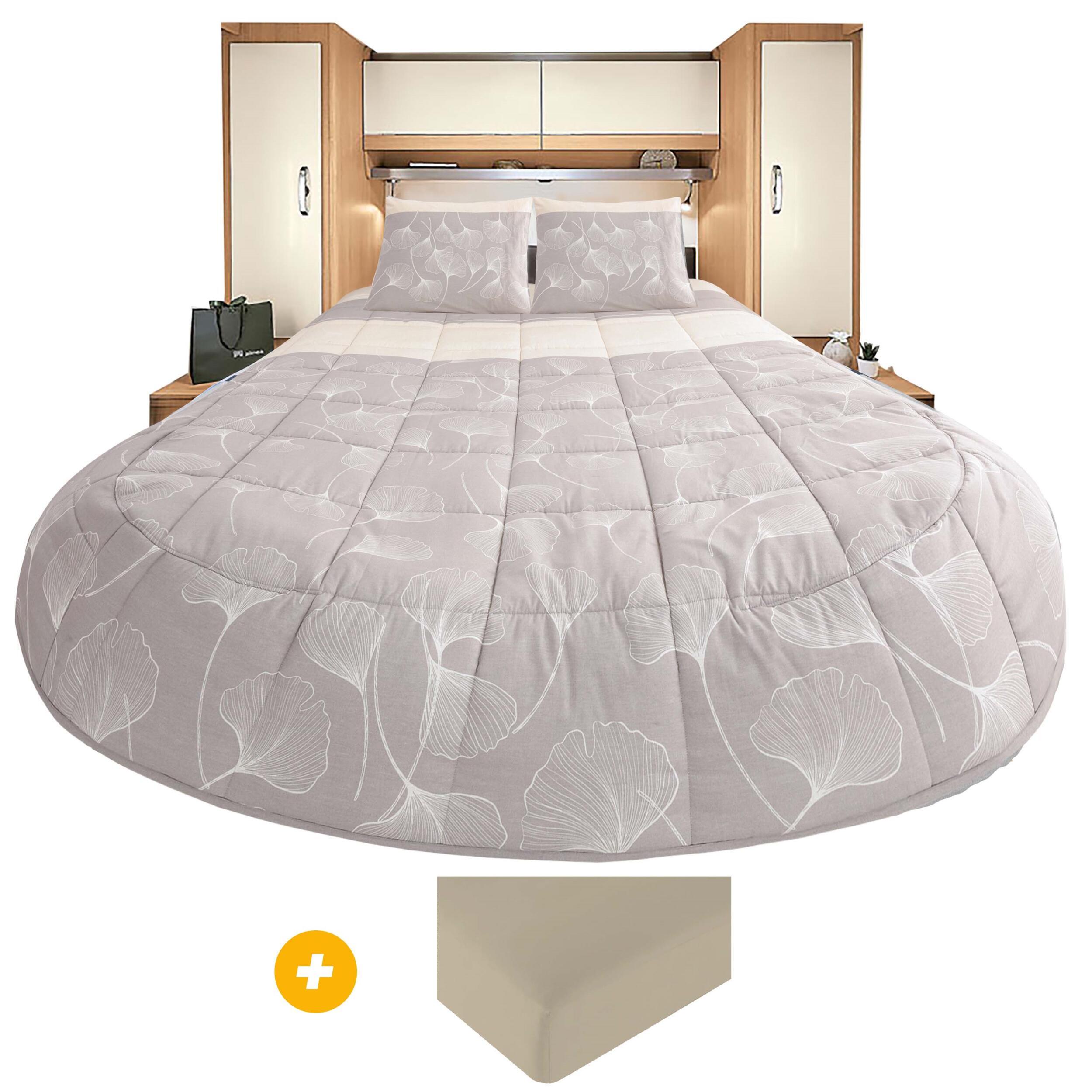 Prêt à dormir 100% coton BILOBA 120/130 x 190 cm + Ensemble Drap &  Drap housse - Coloris beige