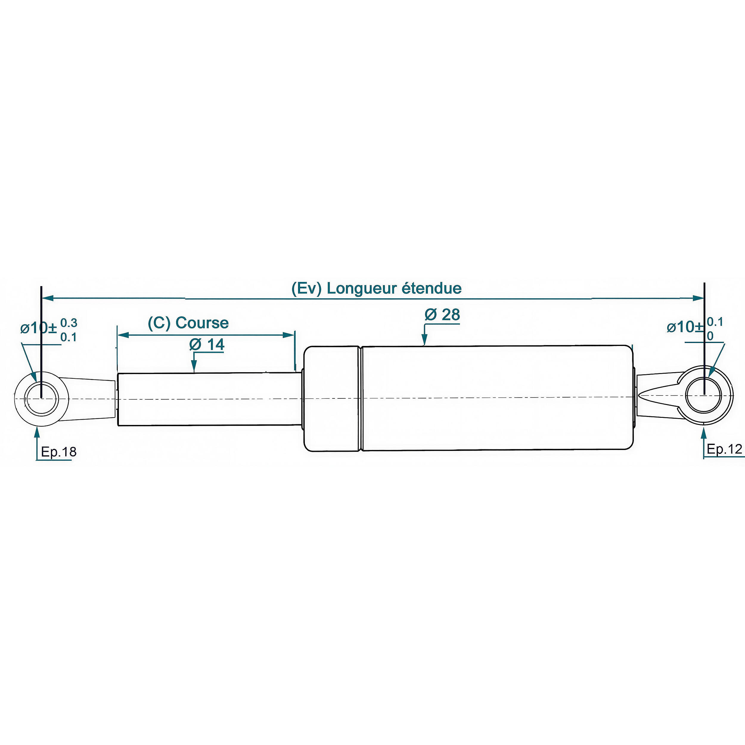 Compas à gaz 247 mm pour meuble